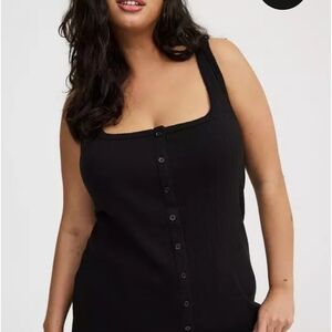 Torrid Black Button-Front Tank Top